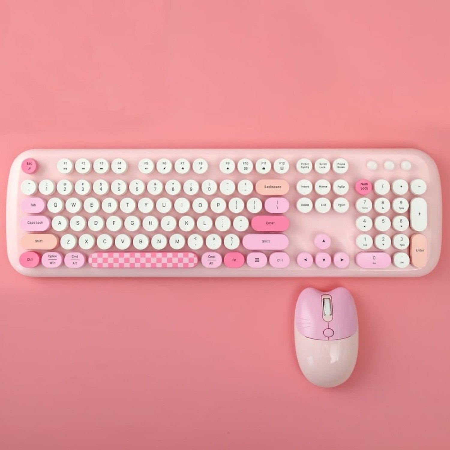 Wireless Keyboard & Mouse Combo - Silent Click, Colorful 104 Keys