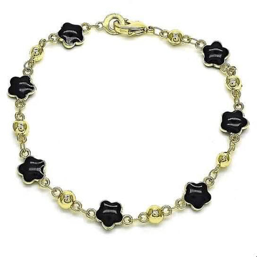 14k Gold Filled High Polish Finish Enamel Flower Bracelet