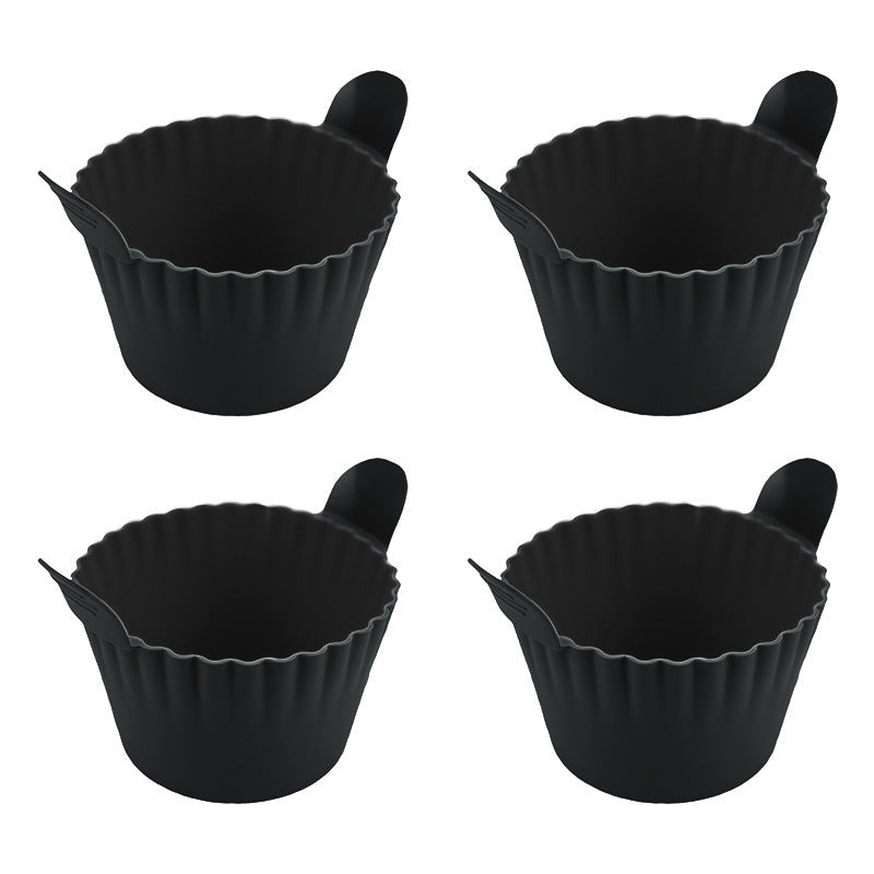 4-6 reusable silicone air fryer liners & baking cups – non-stick kitchen tools for eggs, cakes, meatballs.