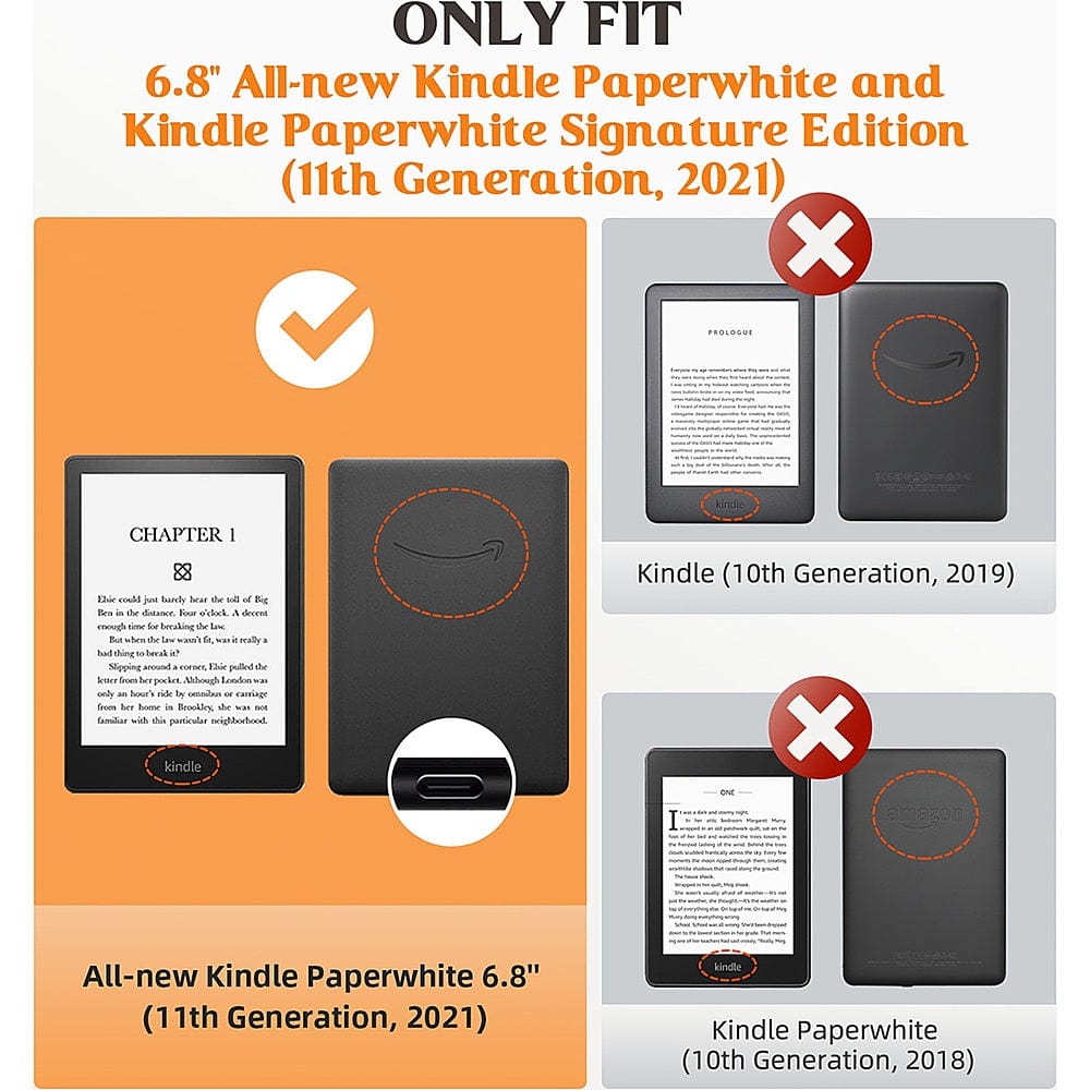 Indy Series Black Vegan Leather Folio Case - Amazon Kindle Paperwhite
