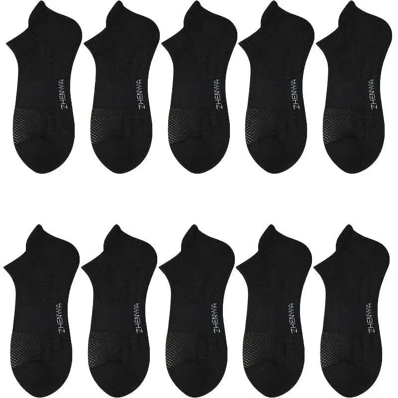 5-Pairs: Casual Ankle Boat Socks With Towel Bottom