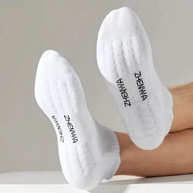 5-Pairs: Casual Ankle Boat Socks With Towel Bottom