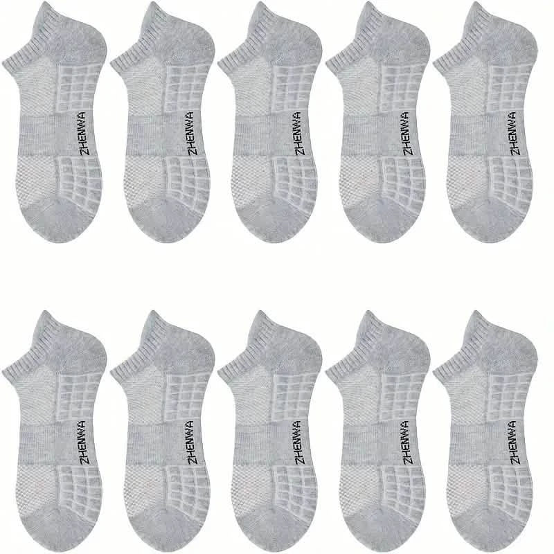 5-Pairs: Casual Ankle Boat Socks With Towel Bottom