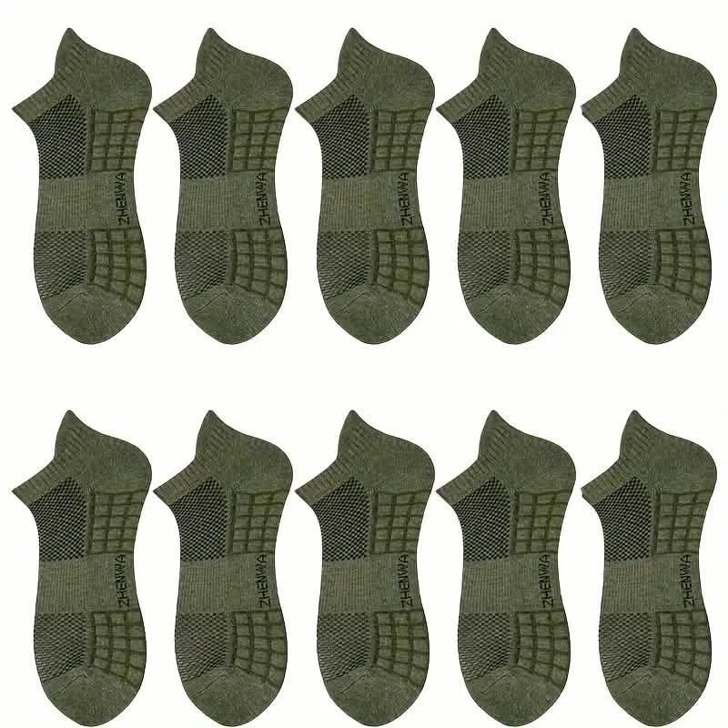 5-Pairs: Casual Ankle Boat Socks With Towel Bottom