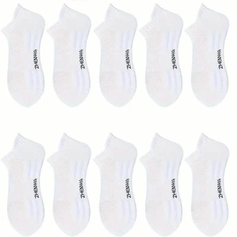 5-Pairs: Casual Ankle Boat Socks With Towel Bottom