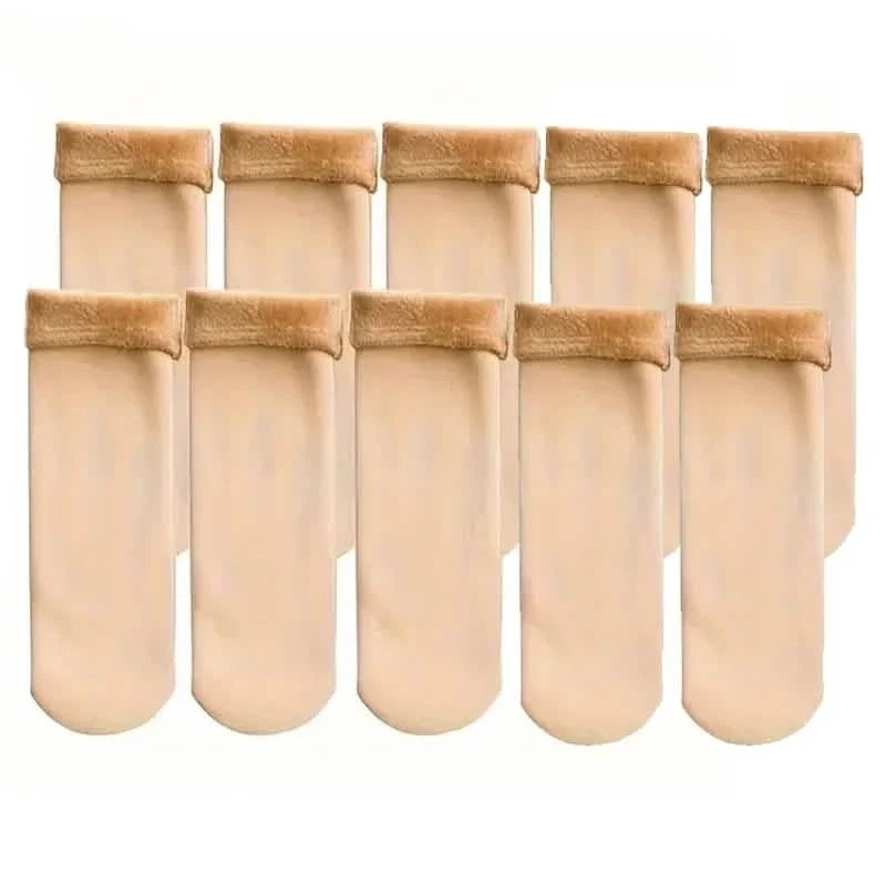 5-Pairs: Ultra-Soft Plush Lined Thermal Socks - Comfy Mid Tube Socks