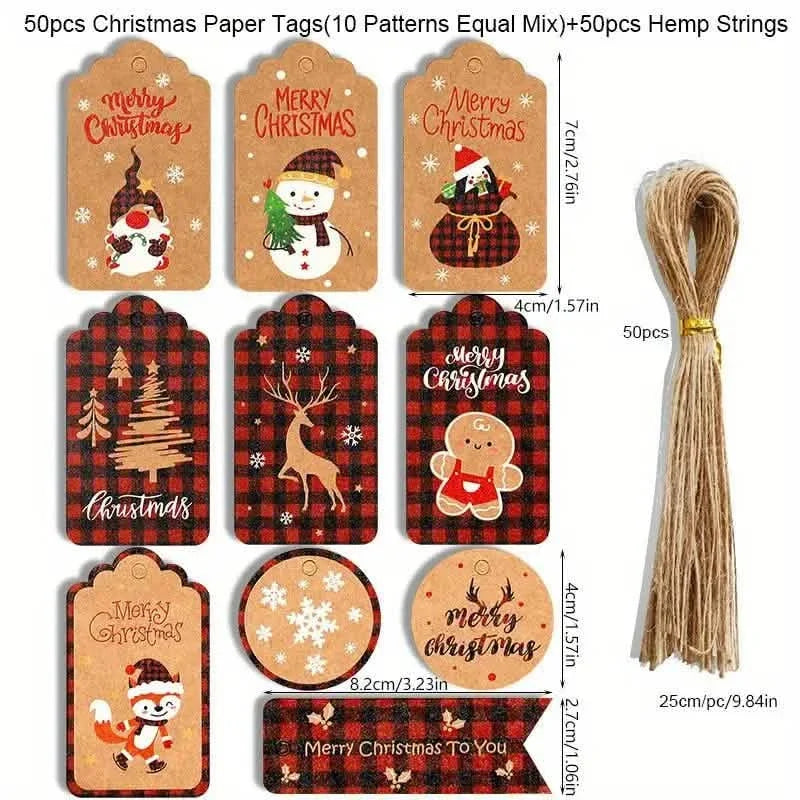 50-Pieces: Christmas Gift Box Decoration Tag