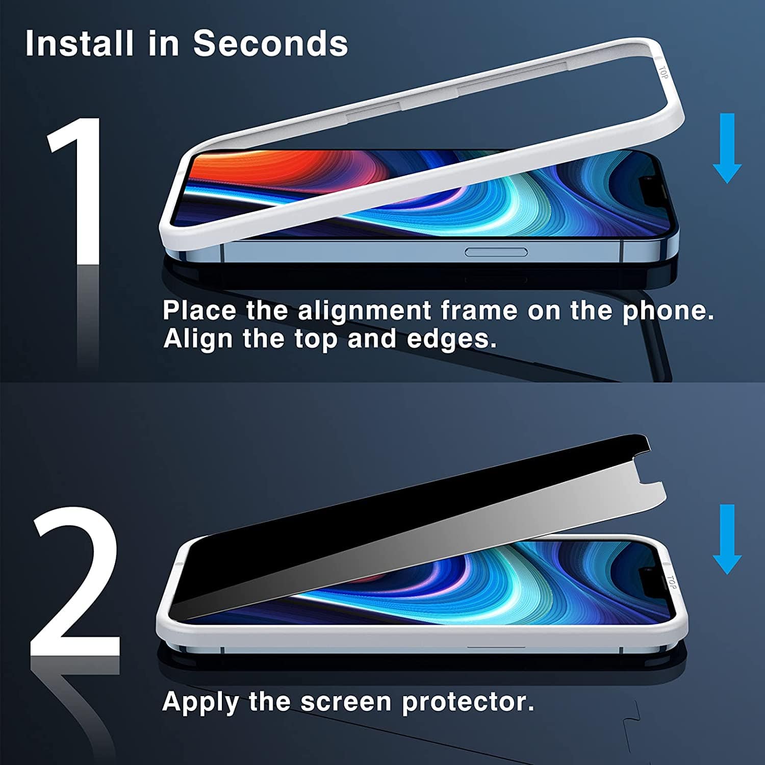 ZeroDamage Privacy Screen Protector (2-Pack) - iPhone 13 and iPhone 14