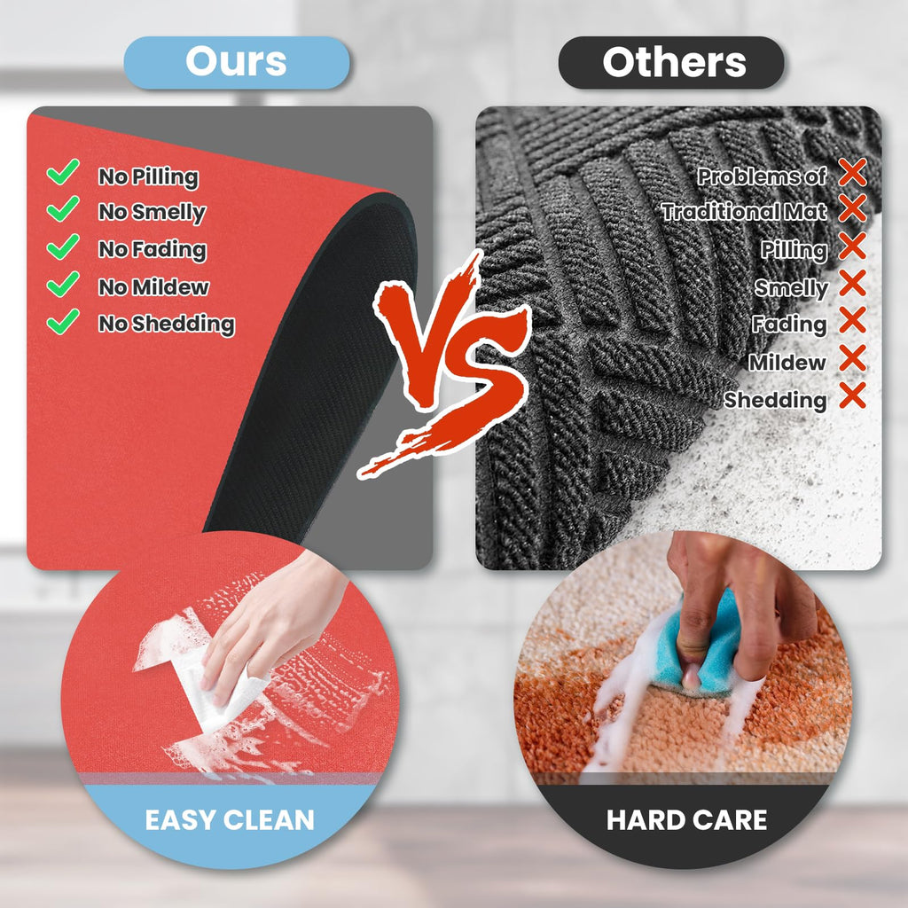 PROOVEELLY Diatomaceous Earth Bath Mat Non Slip Quick Dry Red 15.7x35.4