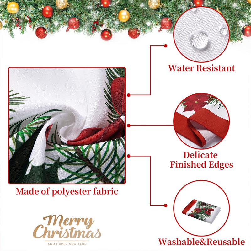 Christmas table runner with pine holly needle, holiday dining decor