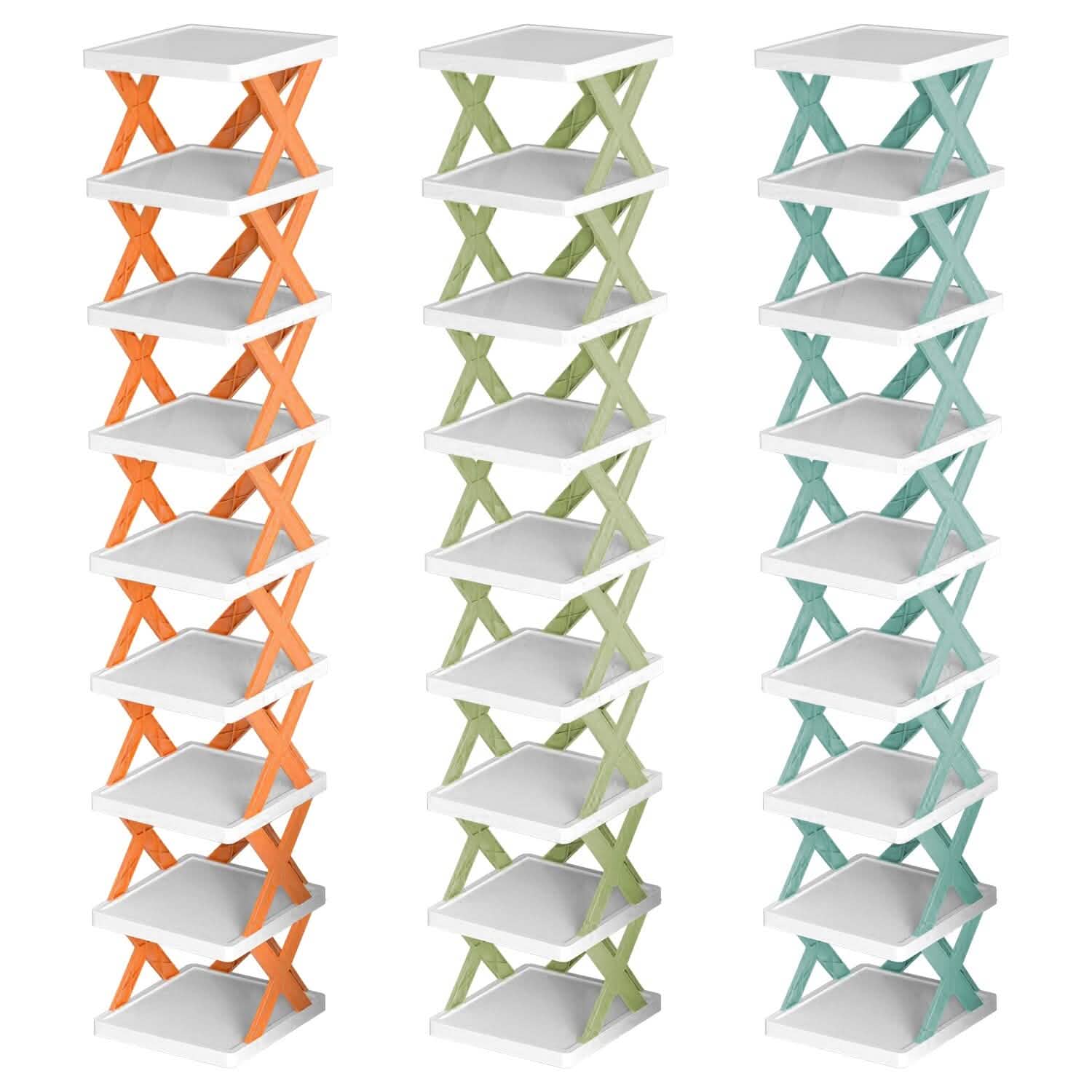 9-Tier Narrow Entryway Shoe Rack Plastic Vertical Shoe Organizer