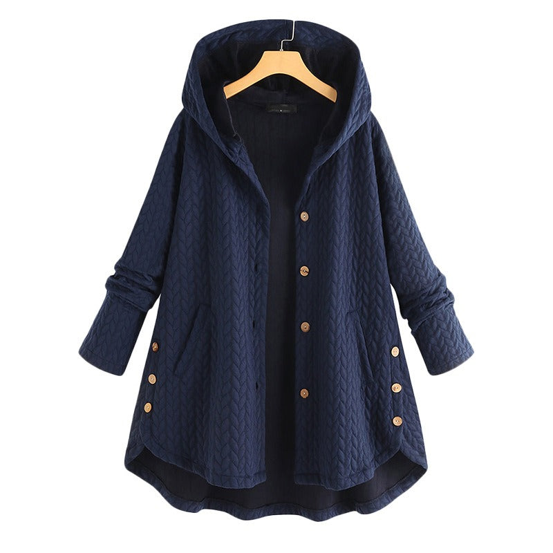 Fashion Women's Cotton Padded Jacket Hooded Medium Long Coat Casual Warm Cotton Padded Jacket In Autumn And Winter