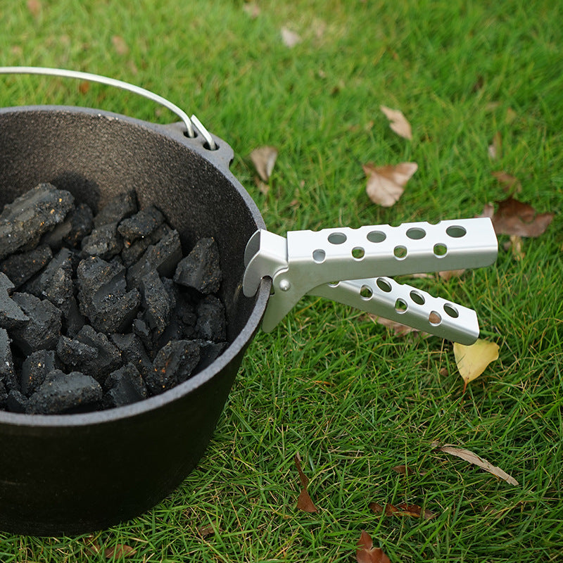 Anti scald pot clamp aluminum alloy perforated pot clamp outdoor portable hand clamp picnic barbecue kitchen tool pot handle