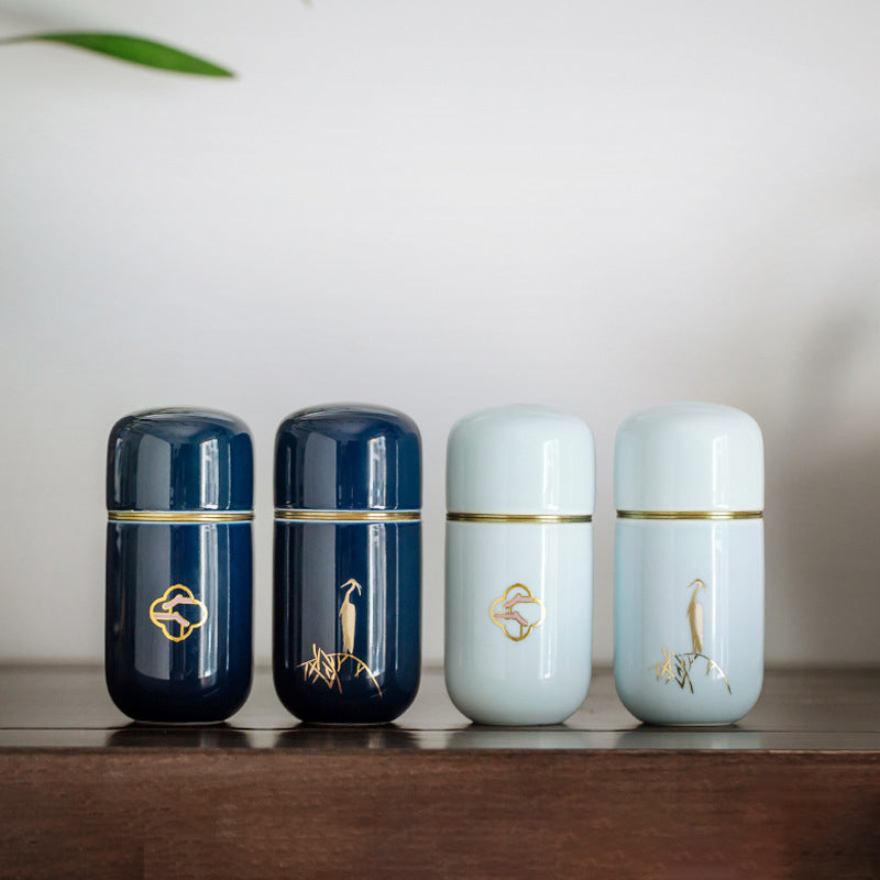 Ceramic Tea Jar Japanese Travel Mini Tea Storage Box Vintage Jar Green Tea Storage Containers