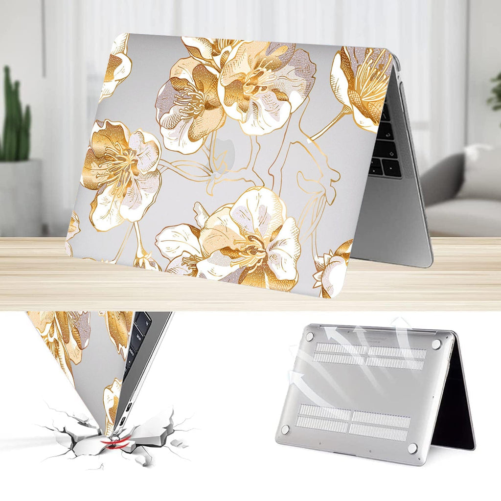 Macbook Air Case 13-inch - Gold Botanical Design