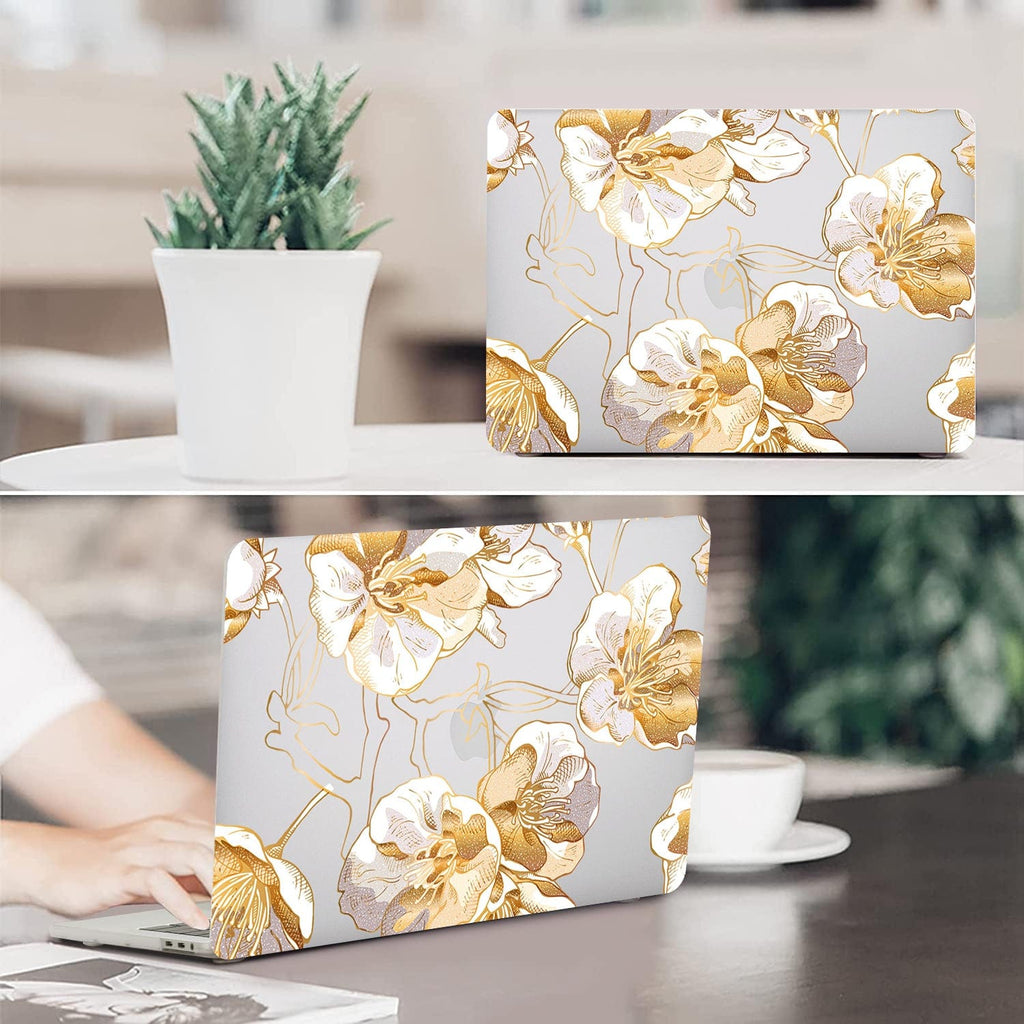 Macbook Air Case 13-inch - Gold Botanical Design
