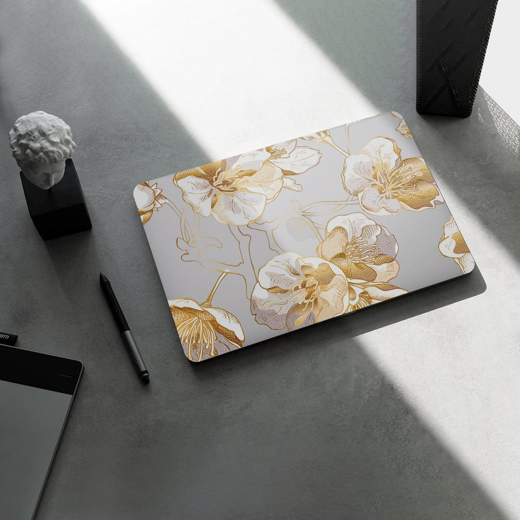 Macbook Air Case 13-inch - Gold Botanical Design