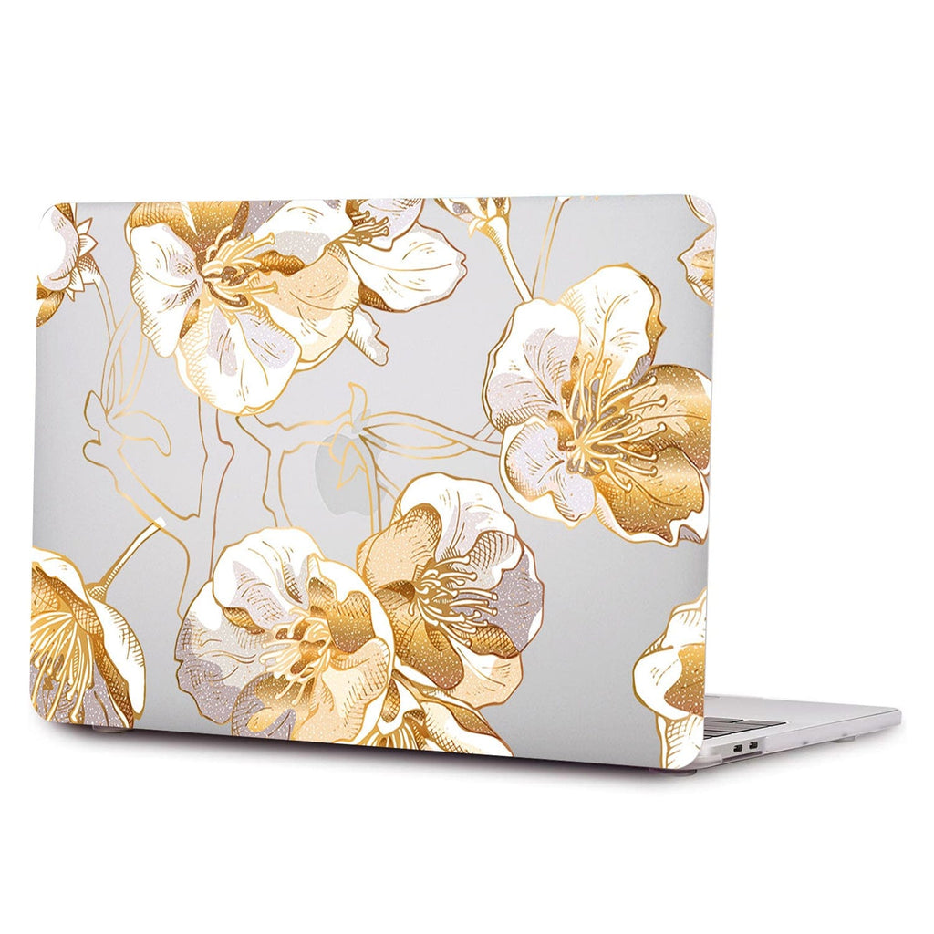 MacBook Pro Clear Case 16-inch (M1–M5, M5 Pro/M5 Max) - Gold Botanical Design