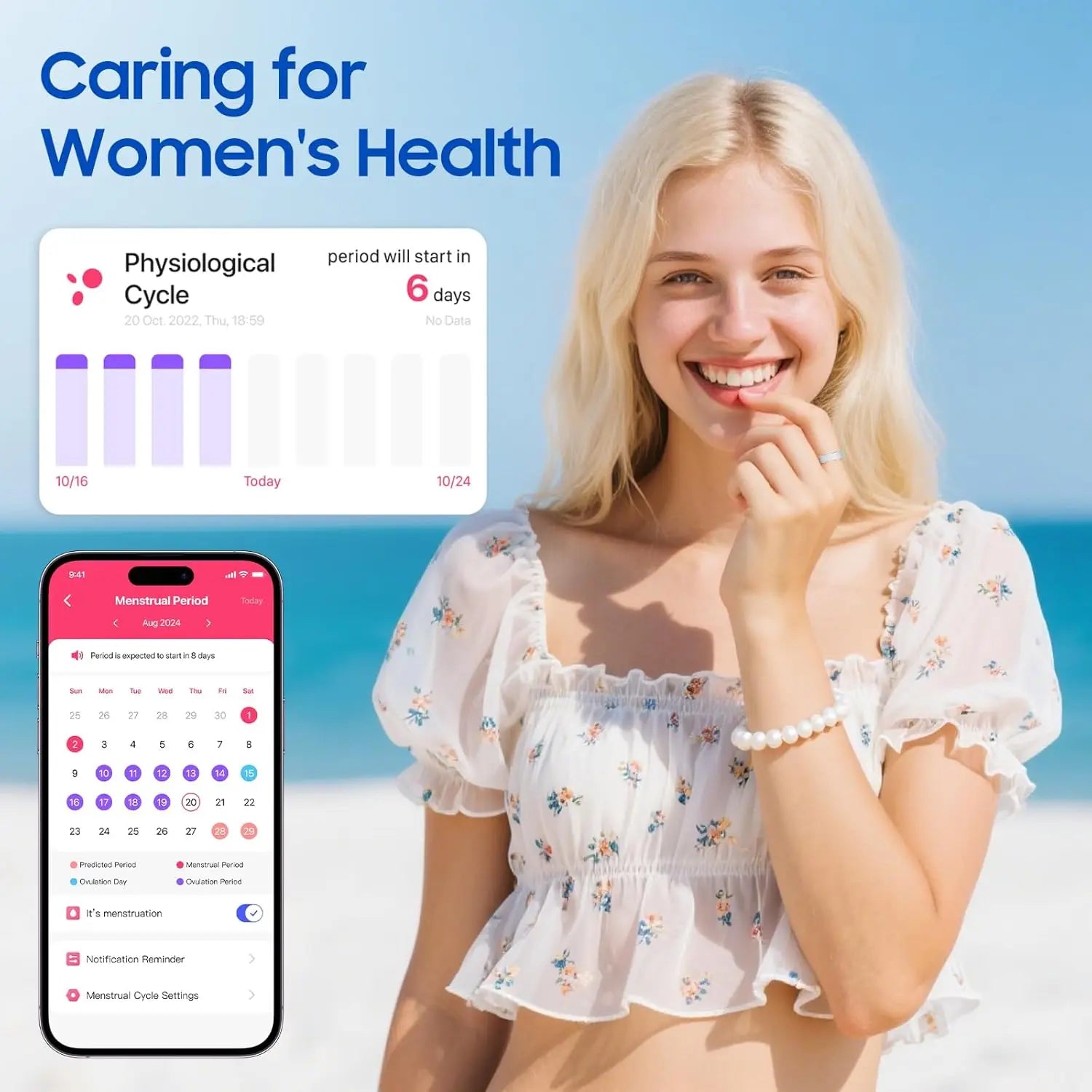 Smart Ring Health Tracker iOS Android IP68 Waterproof No Subscription