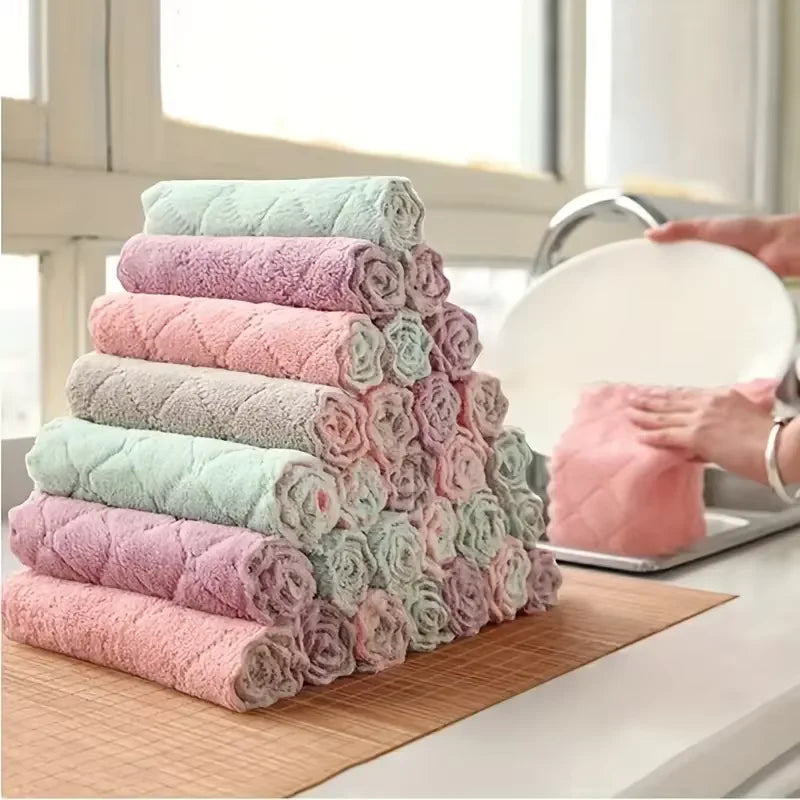 Soft Absorbent Cleaning Rags 10 Pack Reusable Dishcloths Quick Drying