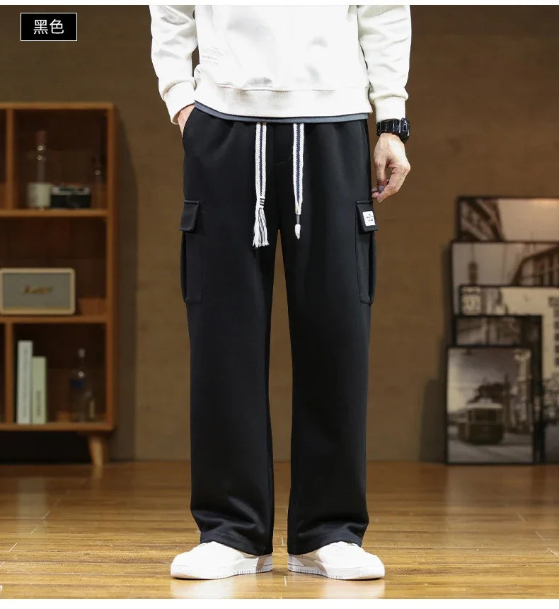 Autumn Sweatpants Cotton Men Baggy Joggers Cargo Pants Korean Neutral Breathable Loose Outdoor Solid color Wide legged Trousers