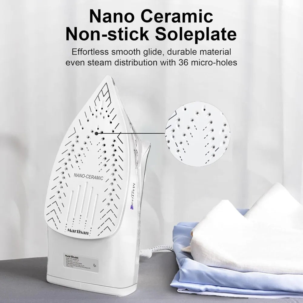 1800W Steam Iron With Nano Ceramic Soleplate And Auto Off
