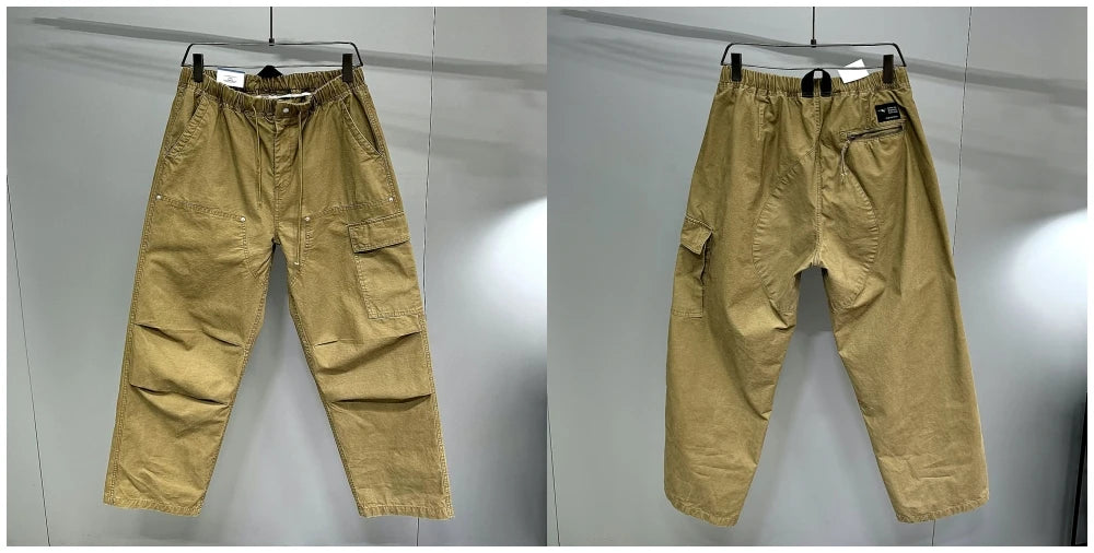 Mens American Tactical Cargo Pants Premium Camo Baggy Loose Fit Vintage Streetwear Korean Style Trendy Workwear Khaki Pants Male
