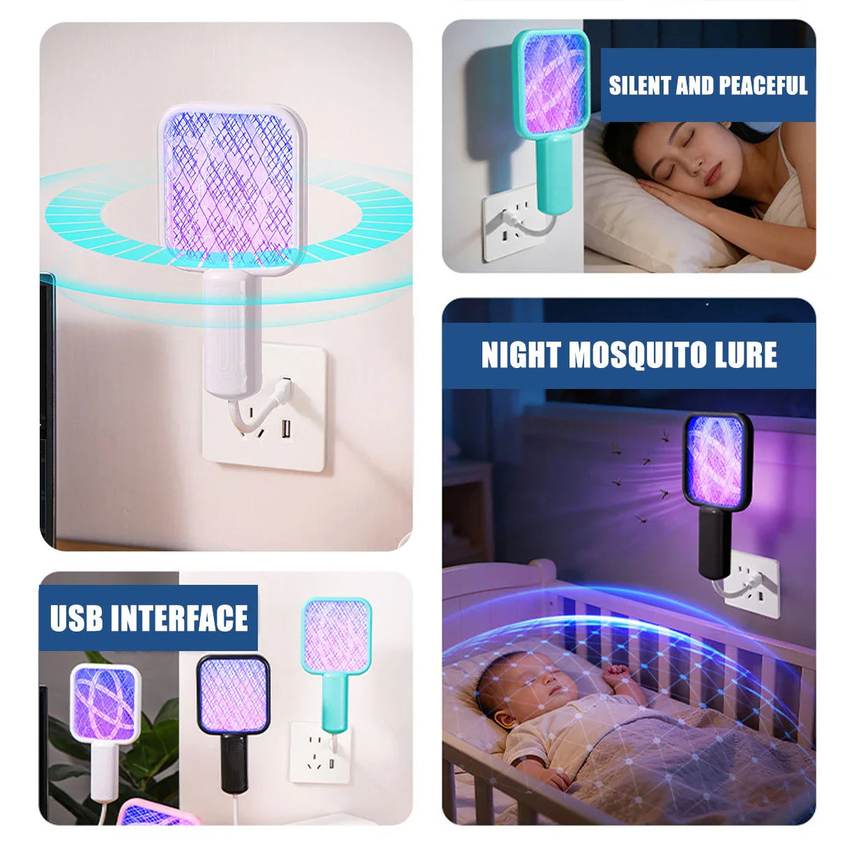 USB Mosquito Swatter Trap Zapper Lamp Portable Outdoor Safe