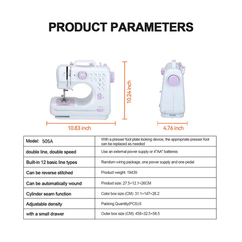 12 Stitch Mini Electric Sewing Machine for Home Use
