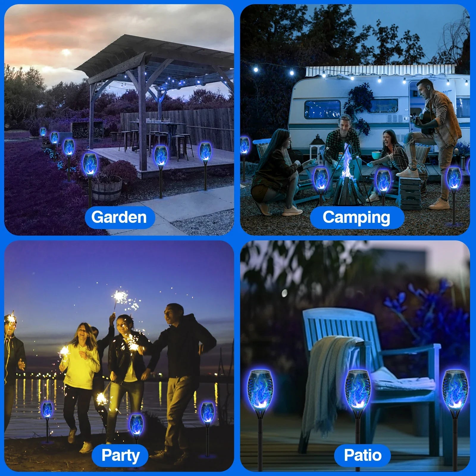 Solar Torch Lights Outdoor Flickering Flame Waterproof Garden Decor