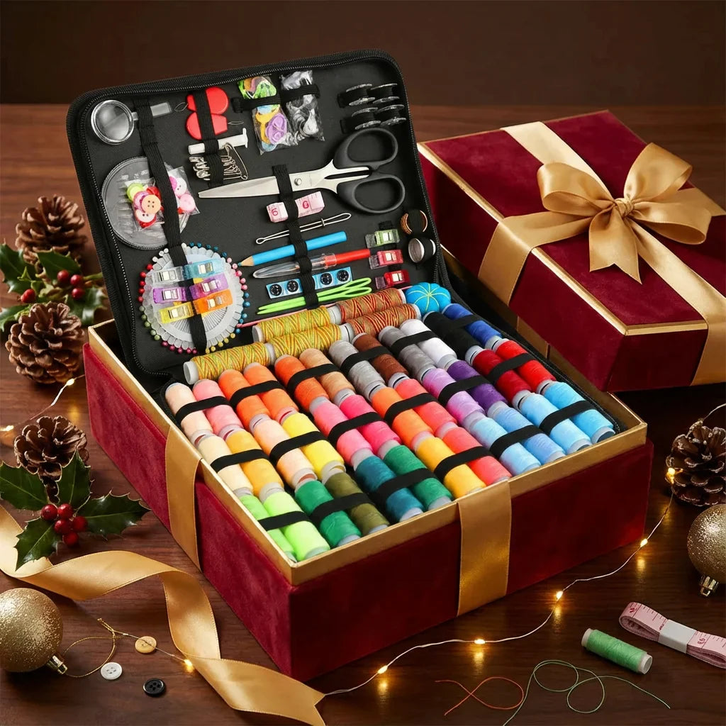 Portable Home Sewing Kit Complete Set With Threads Needles Scissors