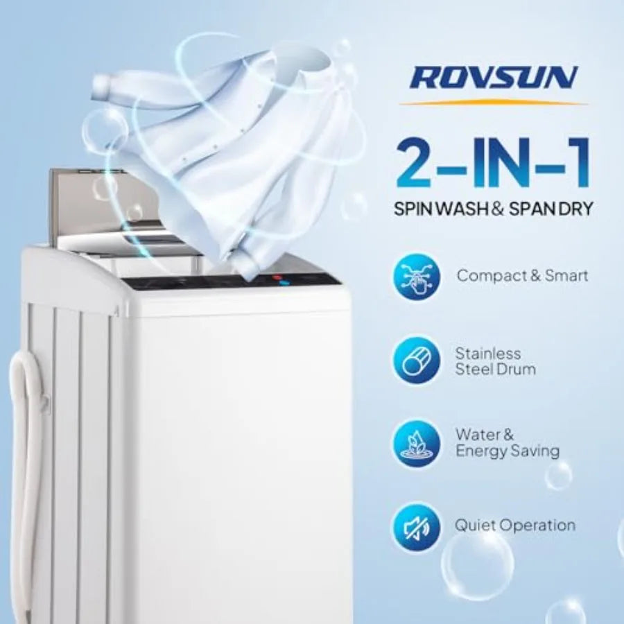 Portable 25Lbs Full Automatic Washing Machine With Stainless Steel Drum