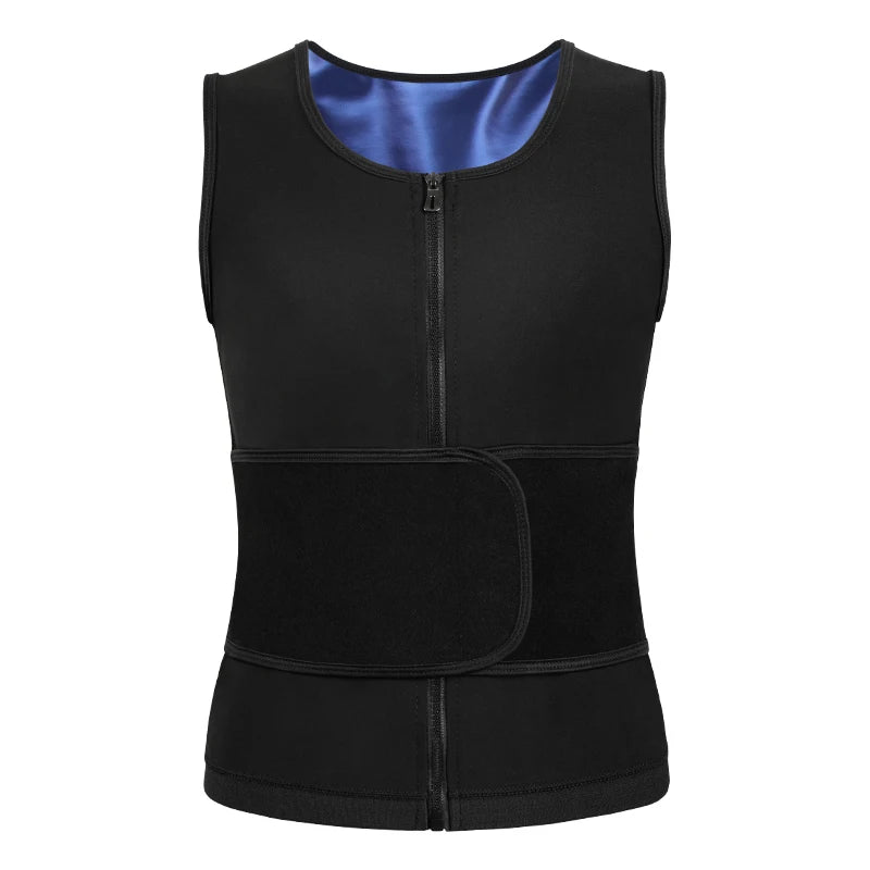 Men Body Shaper Sauna Sweat Vest Workout Tank Top Abdomen Reducer Waist Trainer Belly Slimming Shapewear with Zipper Weight Loss