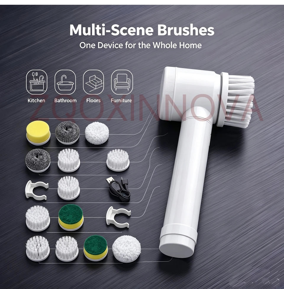 Household Cordless Spin Scrubber Kitchen Gadgets Hair Brushes Bathroom Broom Toilet Mops Electric Multipurpose Cleaning Brush