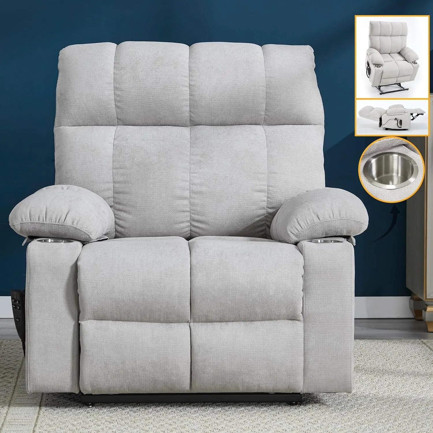 Dual Motor Power Lift Recliner Chair With Massage And Heat