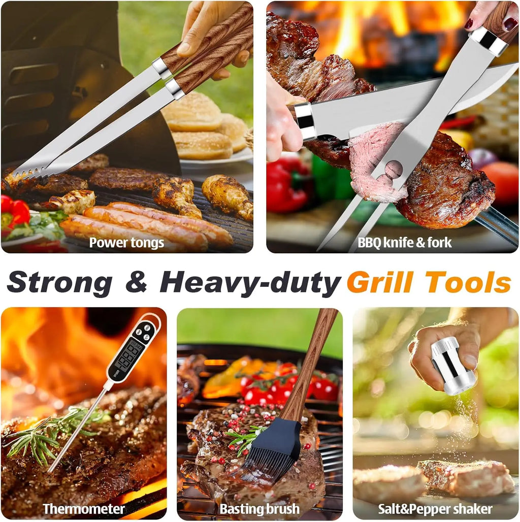 Stainless Steel 26-Piece BBQ Grill Tools Set With Aluminum Case