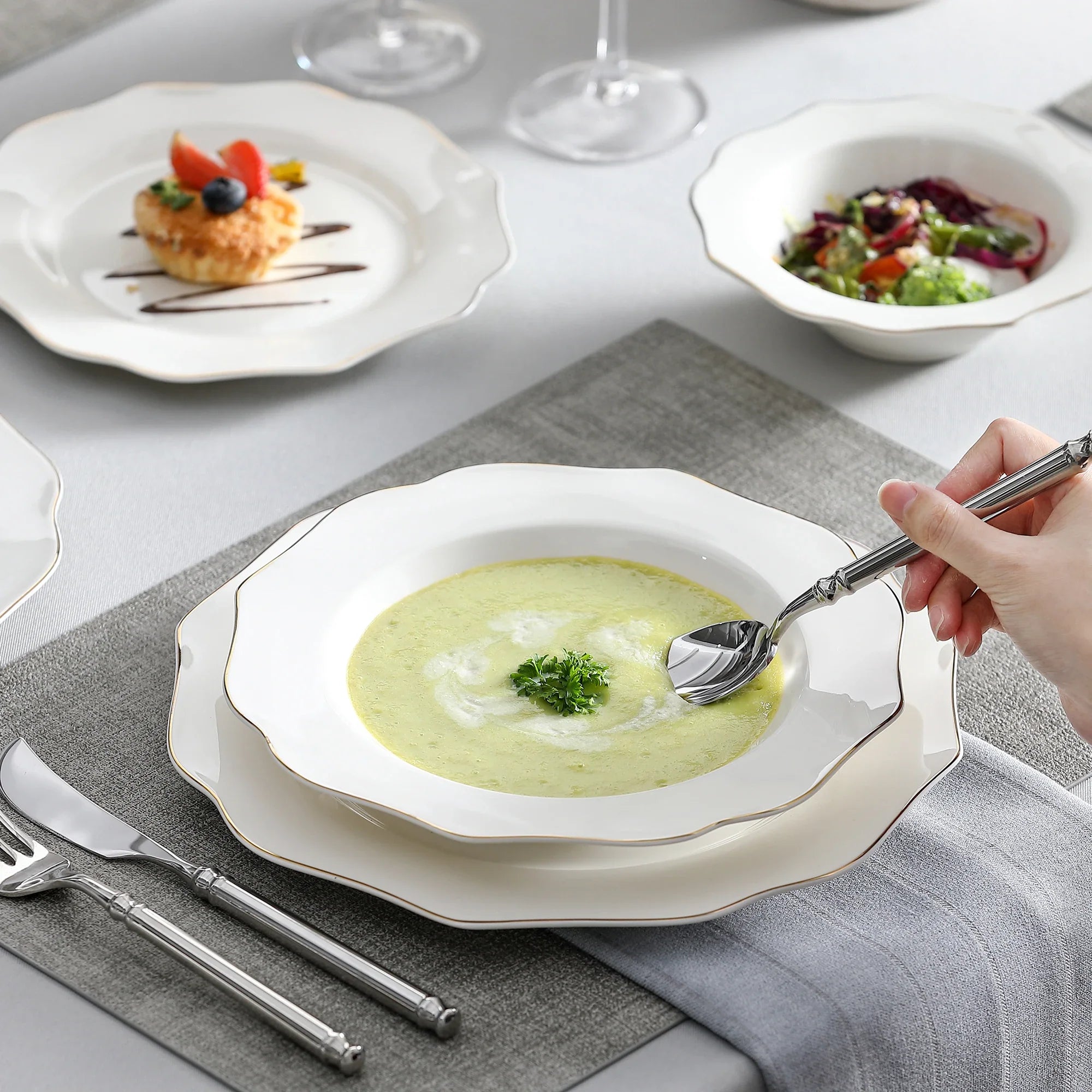 MALACASA Nordic Porcelain Tableware Set With Bowls And Plates