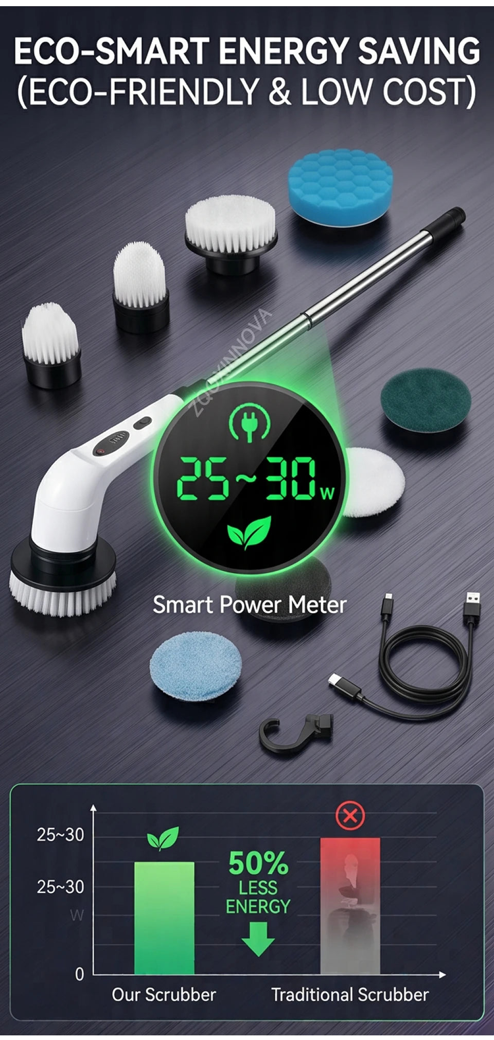 Household Cordless Spin Scrubber Kitchen Gadgets Hair Brushes Bathroom Broom Toilet Mops Electric Multipurpose Cleaning Brush