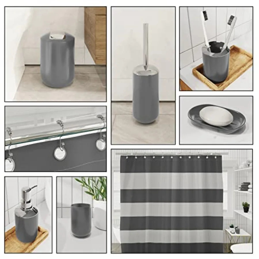 Bamboo Bathroom Accessory Set With Shower Curtain And Liner