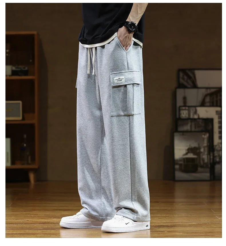 Autumn Sweatpants Cotton Men Baggy Joggers Cargo Pants Korean Neutral Breathable Loose Outdoor Solid color Wide legged Trousers