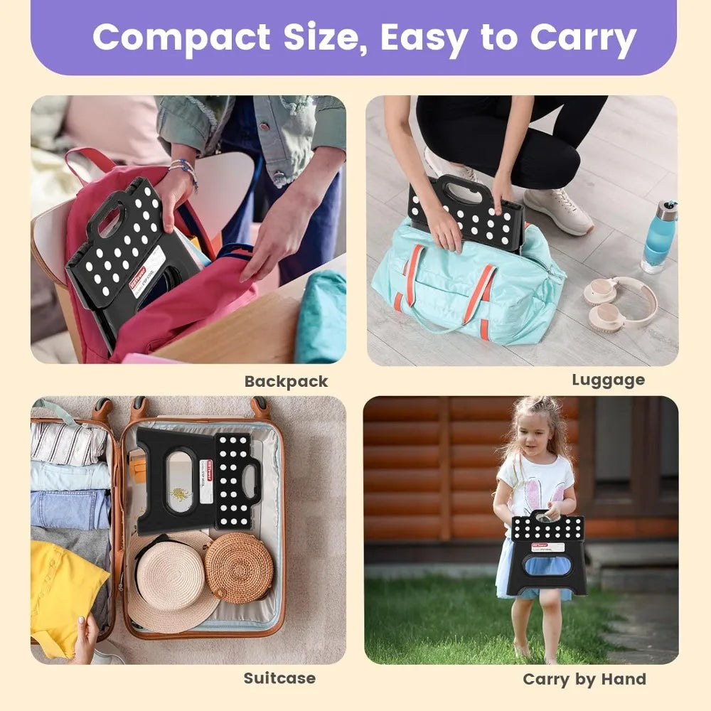 Sturdy Foldable Step Stool With Non Slip Surface And Handle