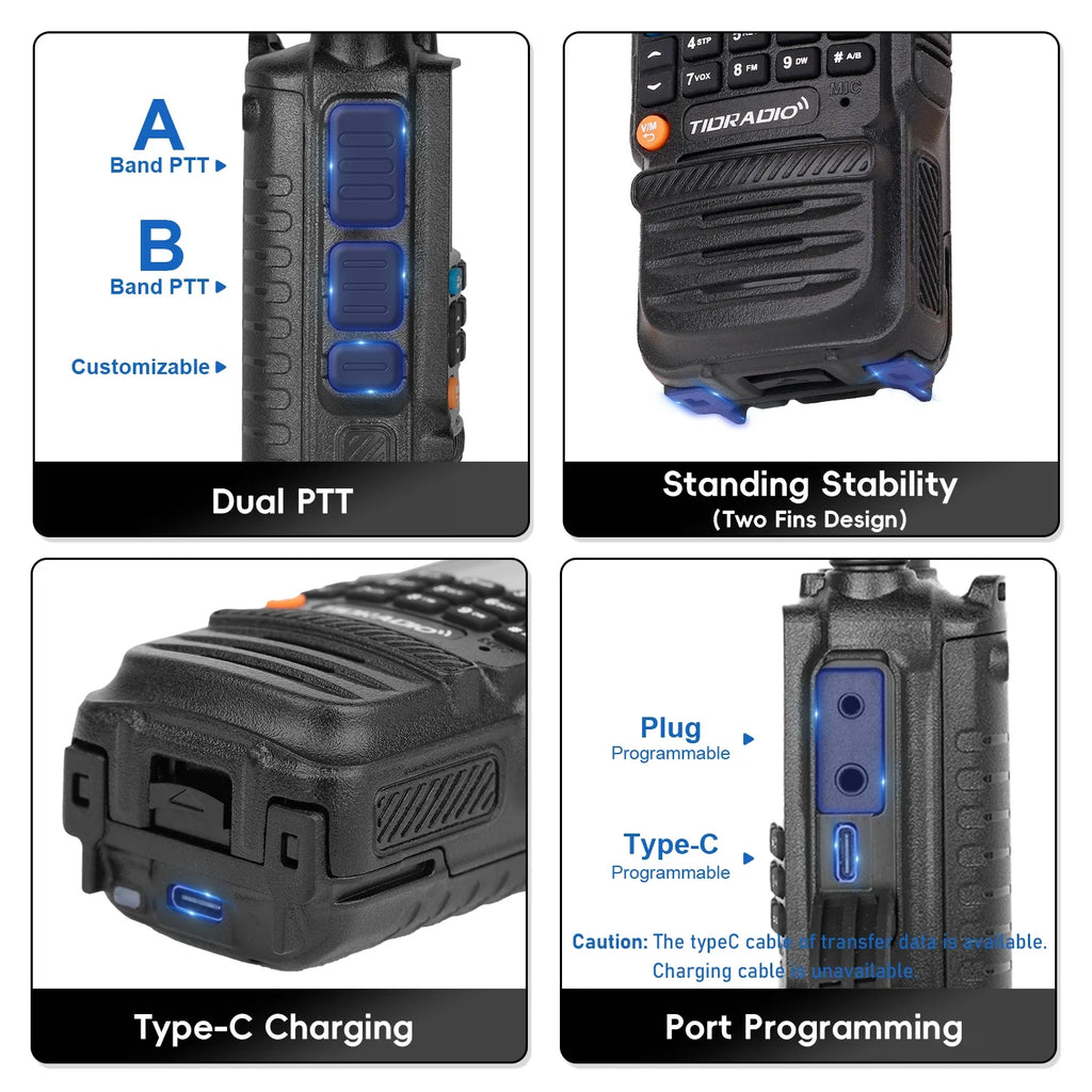 TIDRADIO H3 Walkie Talkie Long Range USB C Charging