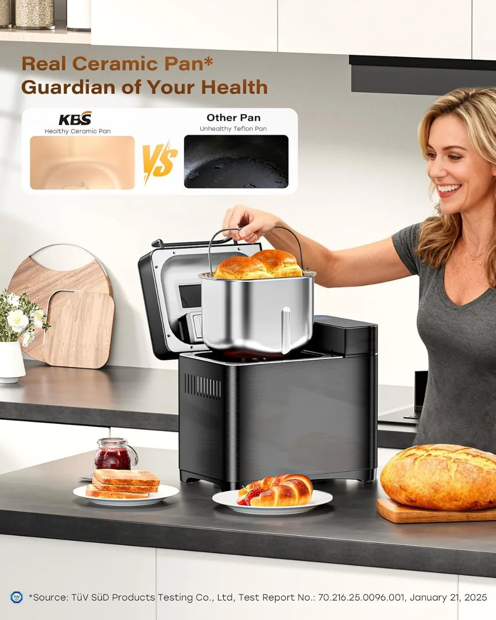 710W Convection Bread Maker With Dual Heaters And Nut Dispenser