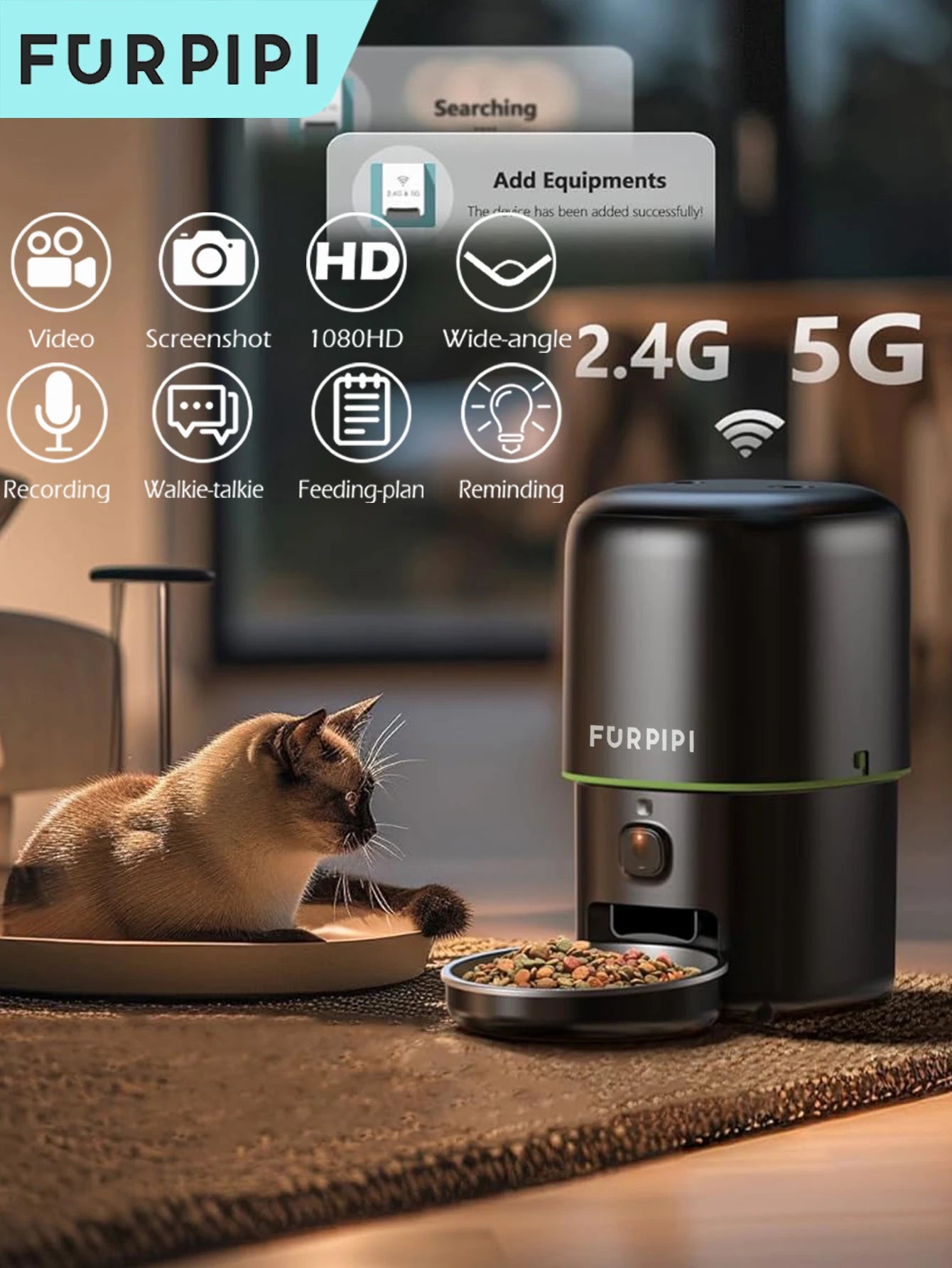 Automatic Cat Feeder Camera Pet Smart Cat Food Kibble Dispenser 2.4G/5GWiFi Tuya APP Control Auto Feeder For Cat Dog Accessories