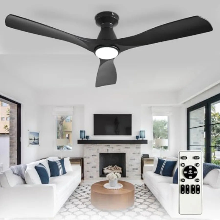 Ceiling Fan With Lights Three Blade Flush Mount Low Profile Dimmable