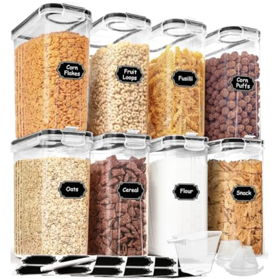 8 Piece Airtight Cereal Storage Containers With Lids For Pantry