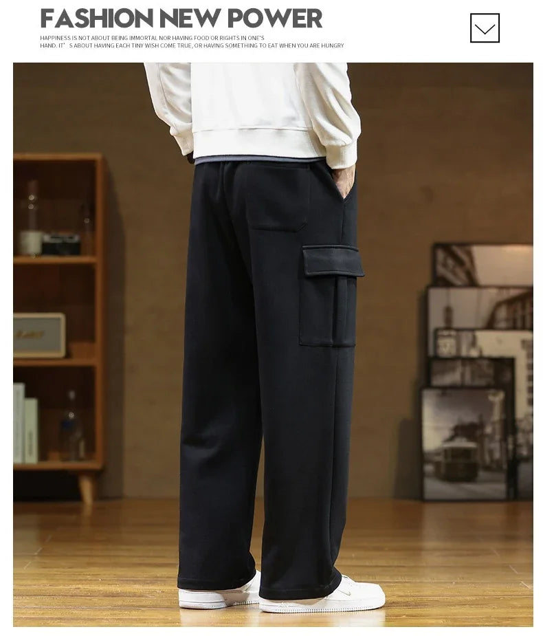 Autumn Sweatpants Cotton Men Baggy Joggers Cargo Pants Korean Neutral Breathable Loose Outdoor Solid color Wide legged Trousers