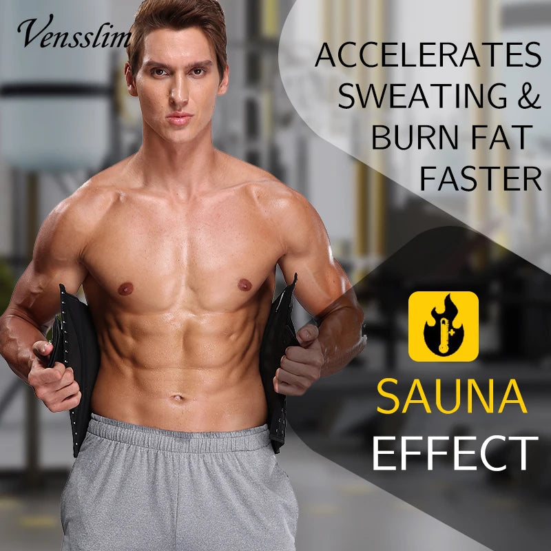 Vensslim Sauna Body Shaper Men Waist Trainer Fitness Belt Slimming Abdomen Weight Loss Trimmer Corset Sweat Workout Fat Burner