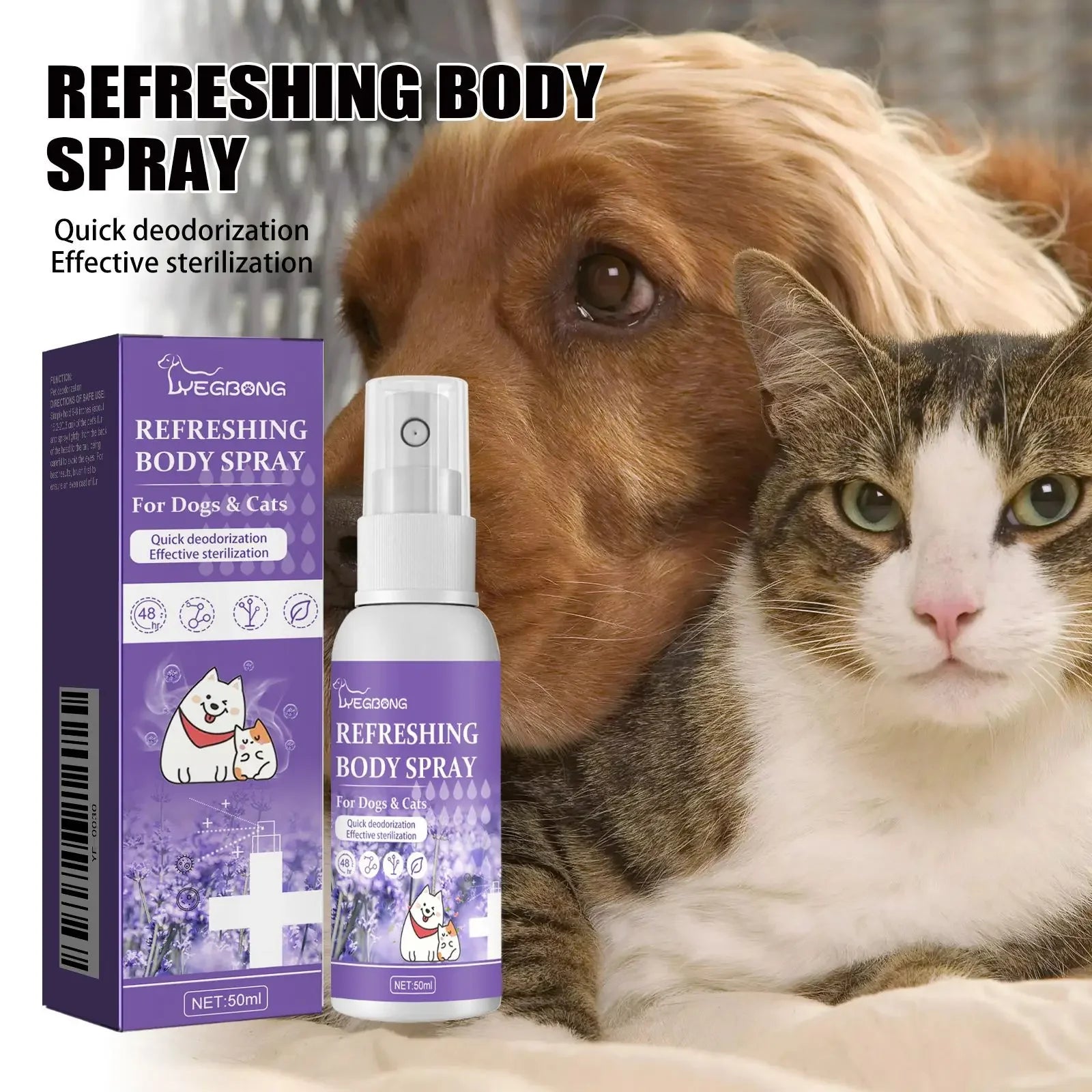 Pet Deodorization Spray 50ml Dog Perfume Lavender Oil Deodorization Spray Anti Itching Fragrant Pet  Cat and Dog Beauty Care
