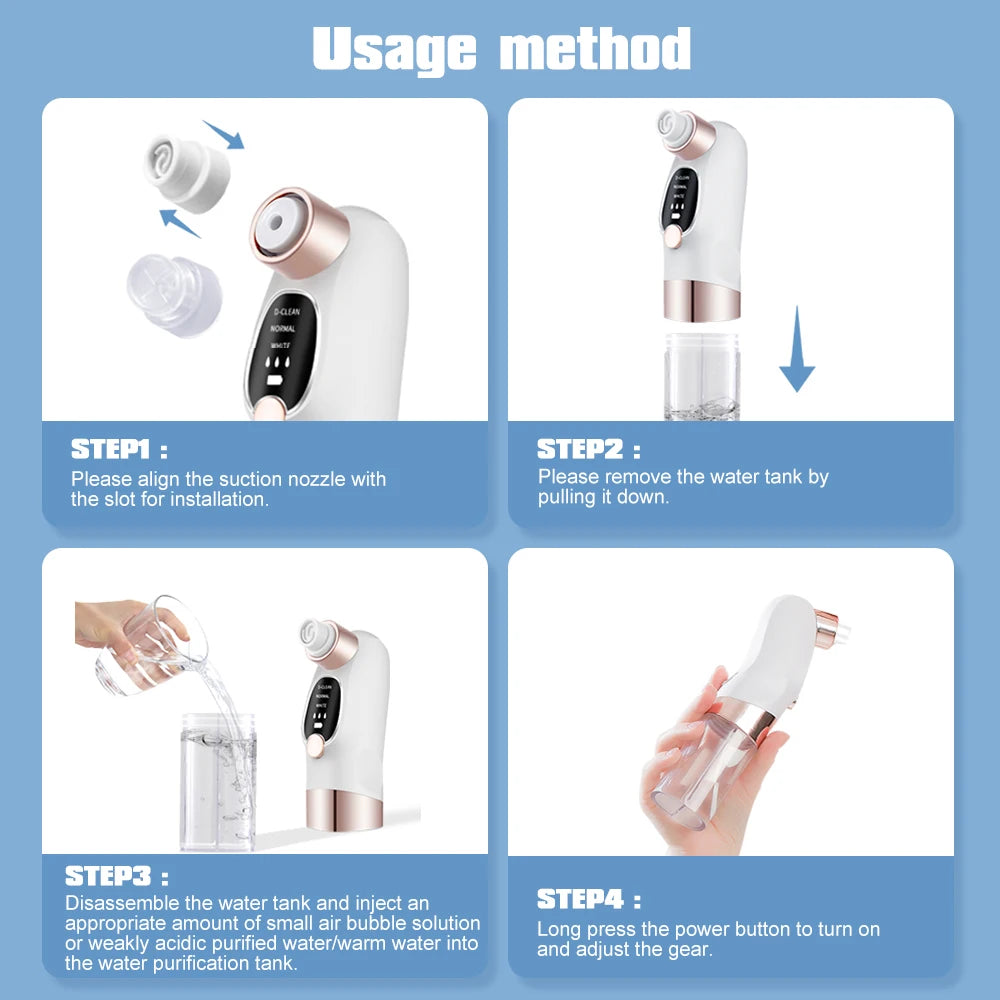 Blackhead Remover Pore Vacuum Face Cleaner Electric Pimple Acne Black Head Removal USB Rechargeable Water Cycle Black Dot Remove